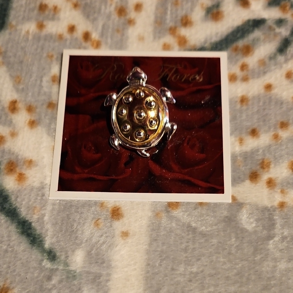 Charming Gold and Silver Turtle Brooch